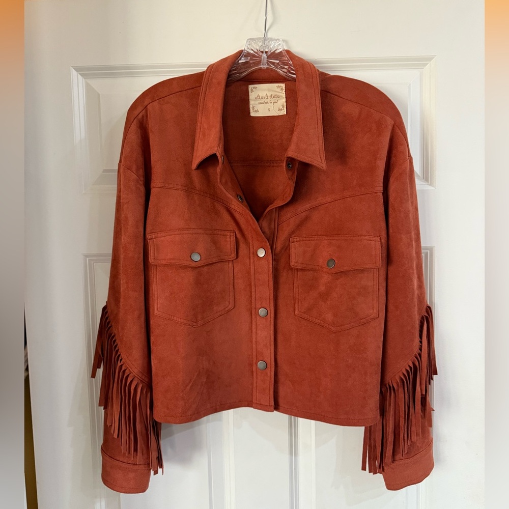 Altar'd State Rust Suede Fringe Jacket